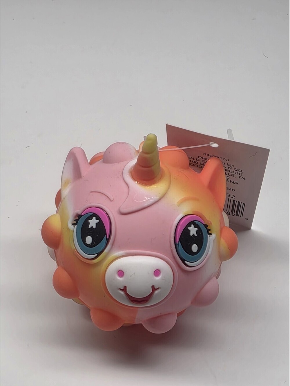 Baby Unicorn Squish Ball Keychain Fidget Toy Pink Orange Stress Relief Ball